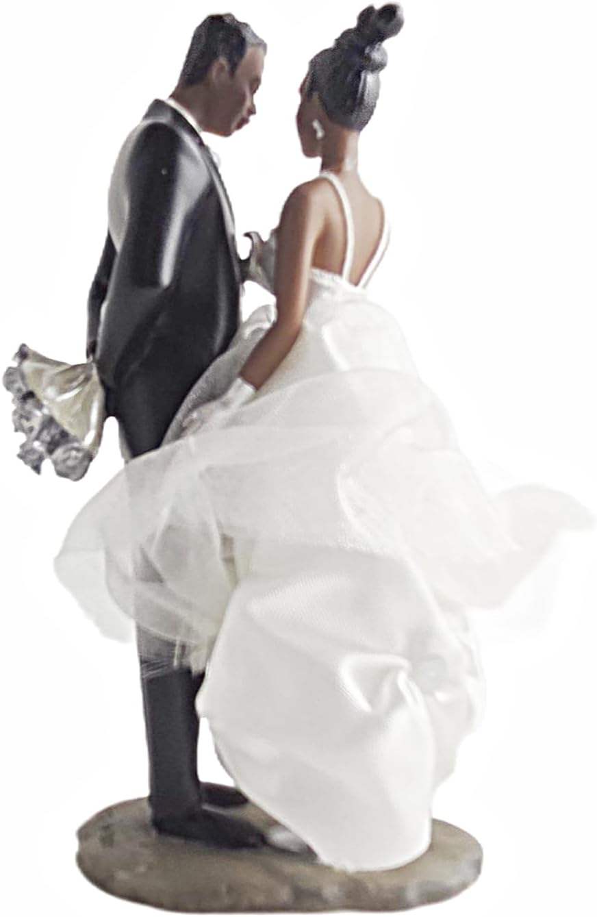 African American Bride and Groom Wedding Cake Topper, 1 Piece
