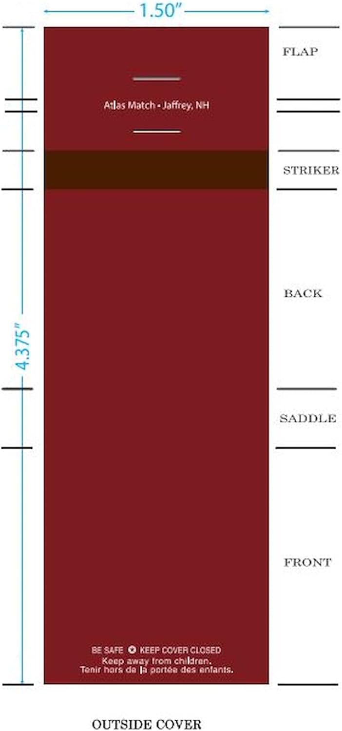 Party Favors Plus Plain Burgundy Matches 20 Strike Matchbooks 50-Pack