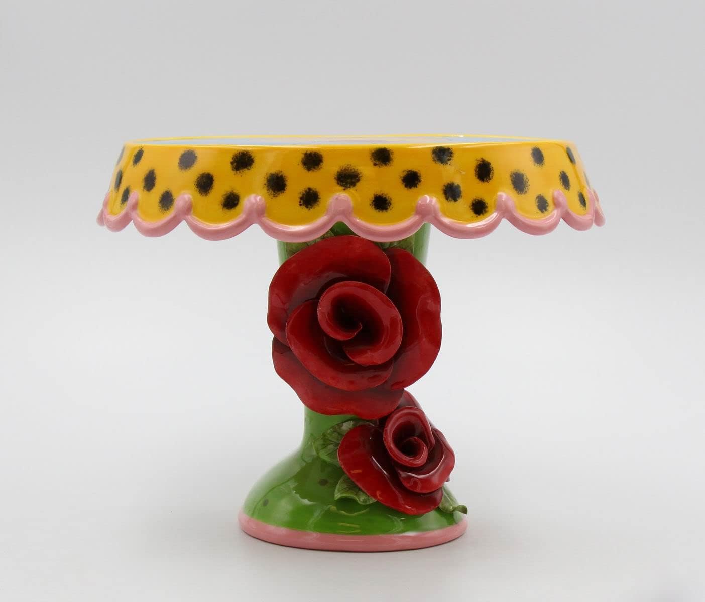 Appletree 7-1/4-Inch Sugar High Social by Babs Hand-Painted Ceramic Cake Stand Multicolor