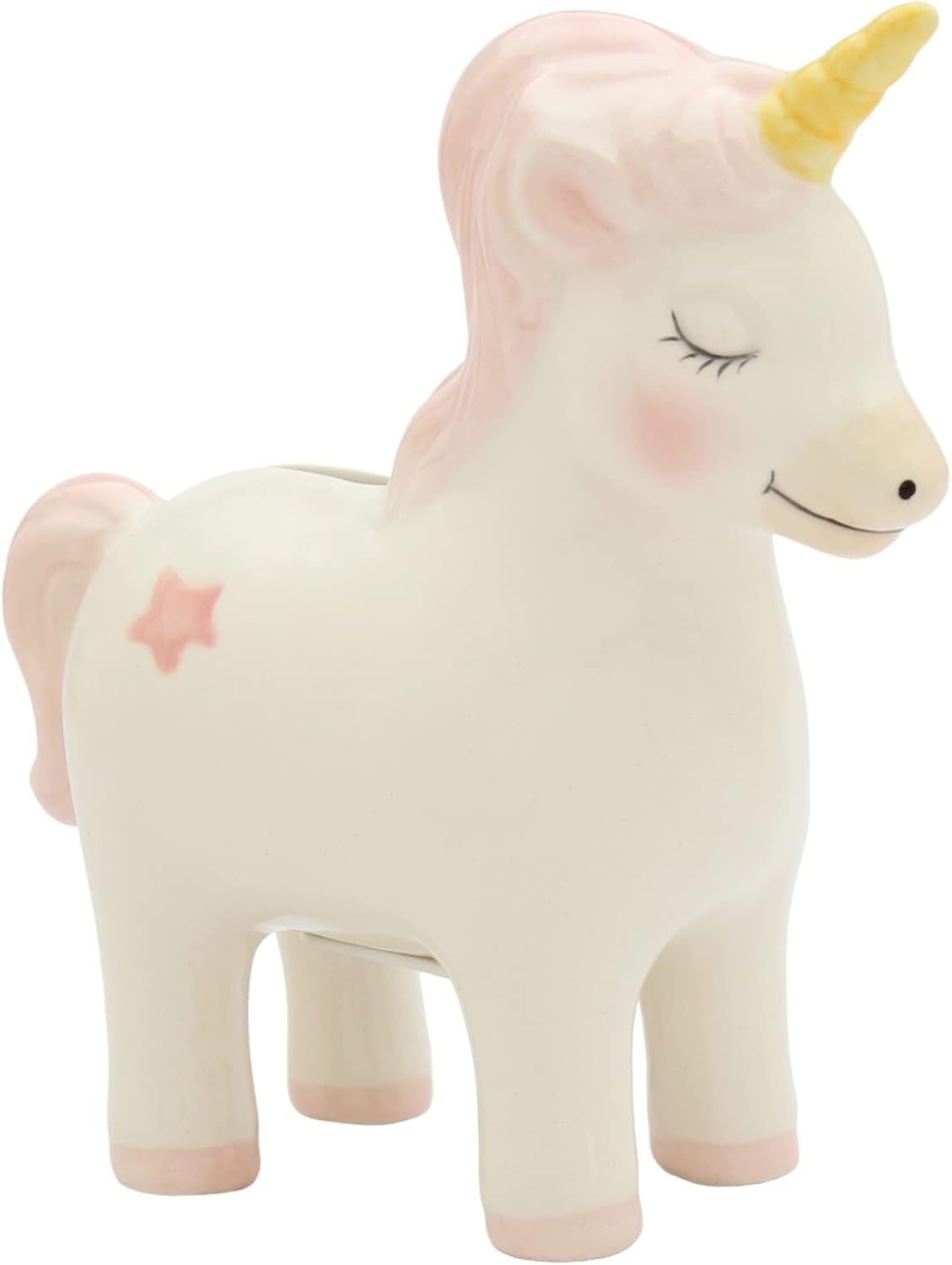 Cosmos Gifts Fine Ceramic Pink Fairy Unicorn Piggy Bank 5-1/4" H