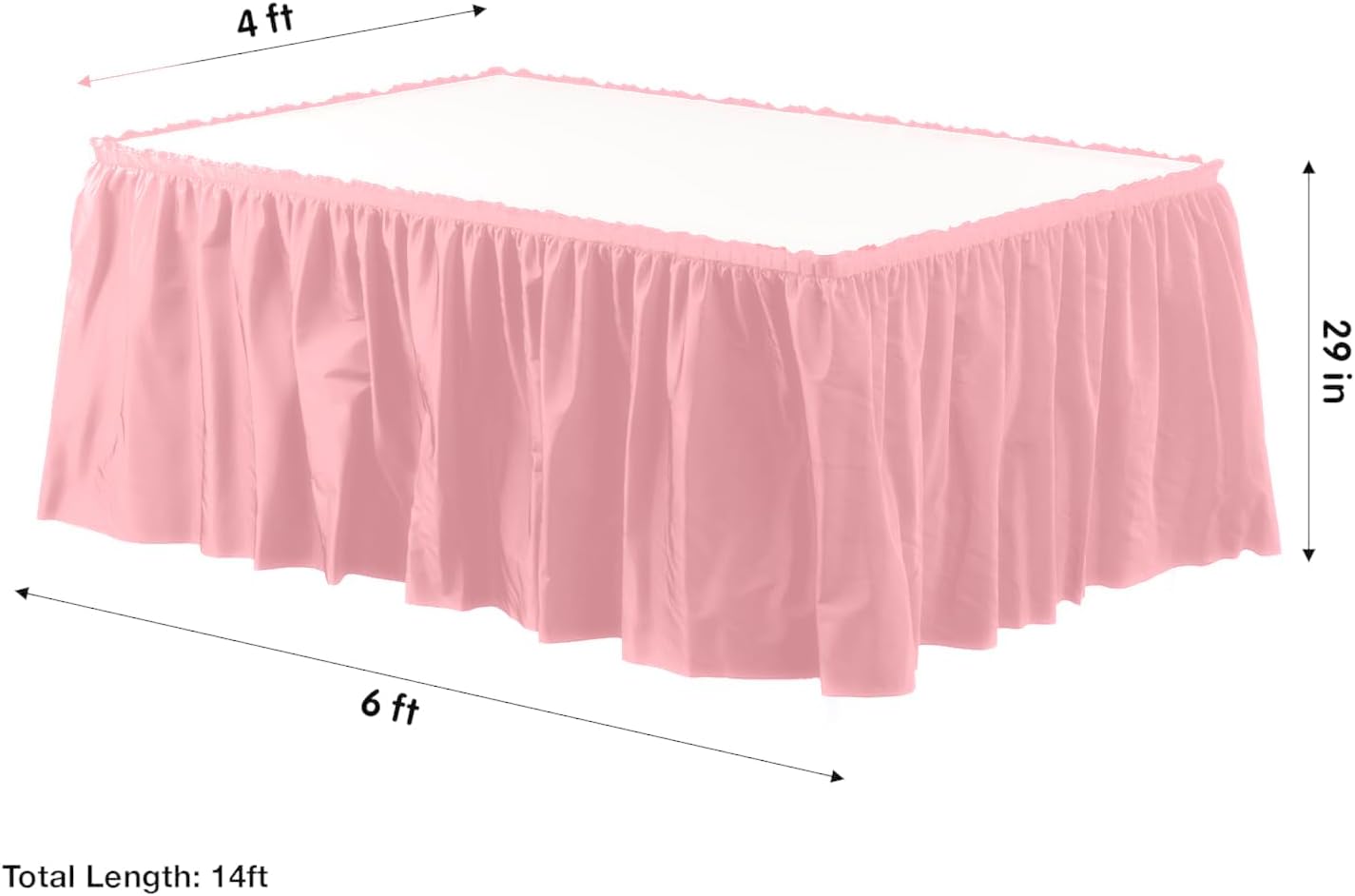 Party Favors Plus Pink Plastic Tablecloth 54x108 Inch with Table Skirt 2 Piece Set