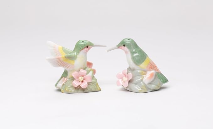 Appletree Design Hummingbird Bird Porcelain Salt & Pepper Shakers Set 3-1/8" L