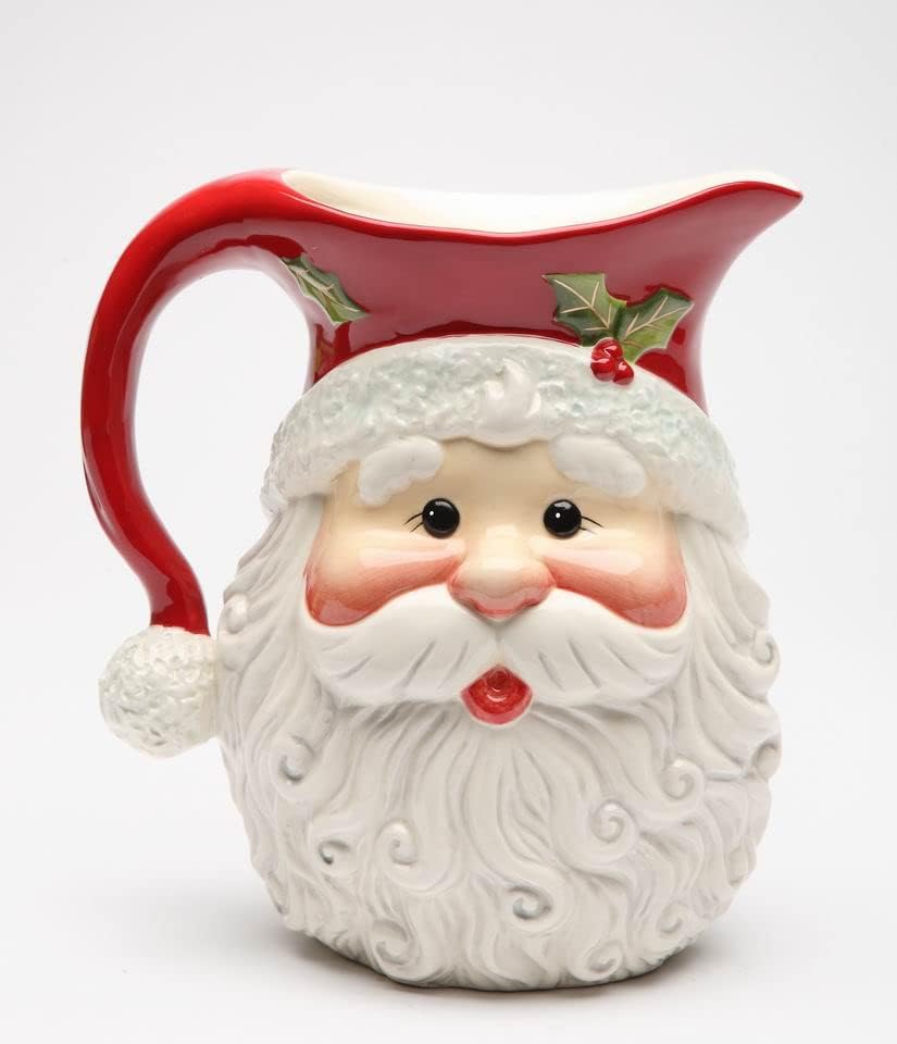Cosmos Gifts Fine Ceramic I Believe Santa Pitcher 56 fl oz 8-3/8" H