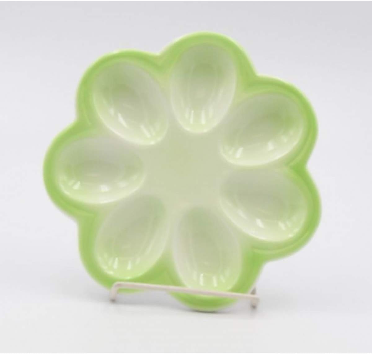 Cosmos Gifts Fine Porcelain Small Green Deviled Egg Plate 6-7/8" D x 1/2" H