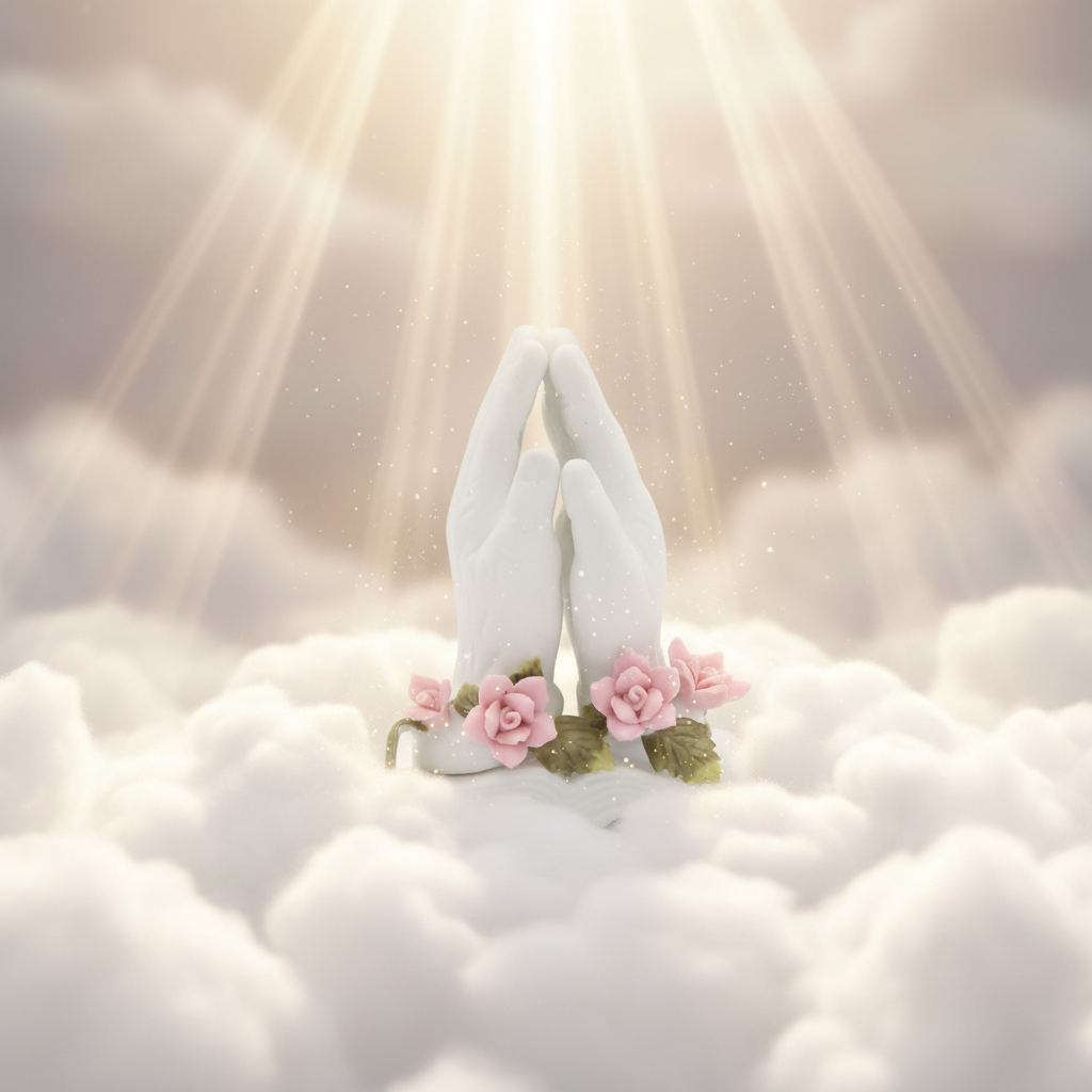 Cosmos Gifts Fine Porcelain Inspirational Praying Hands with Roses on Open Bible Figurine 3-1/2" H