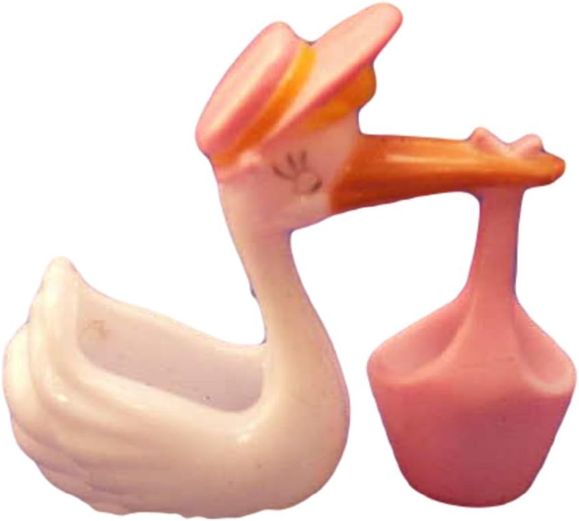 NST 12 Plastic Stork Baby Shower Favor Candy Holder Pink 2.5" L