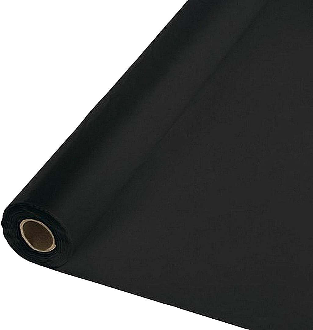 Party Favors Plus Heavy Duty Banquet Roll Plastic Tablecloth Black 40x1200 Inch