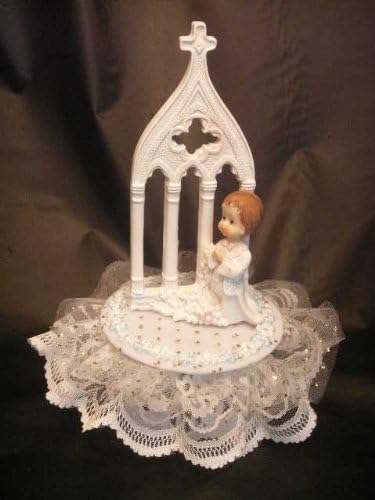 Party Favors Plus White Ceramic Praying Kneeling Boy Chapel Cake Top