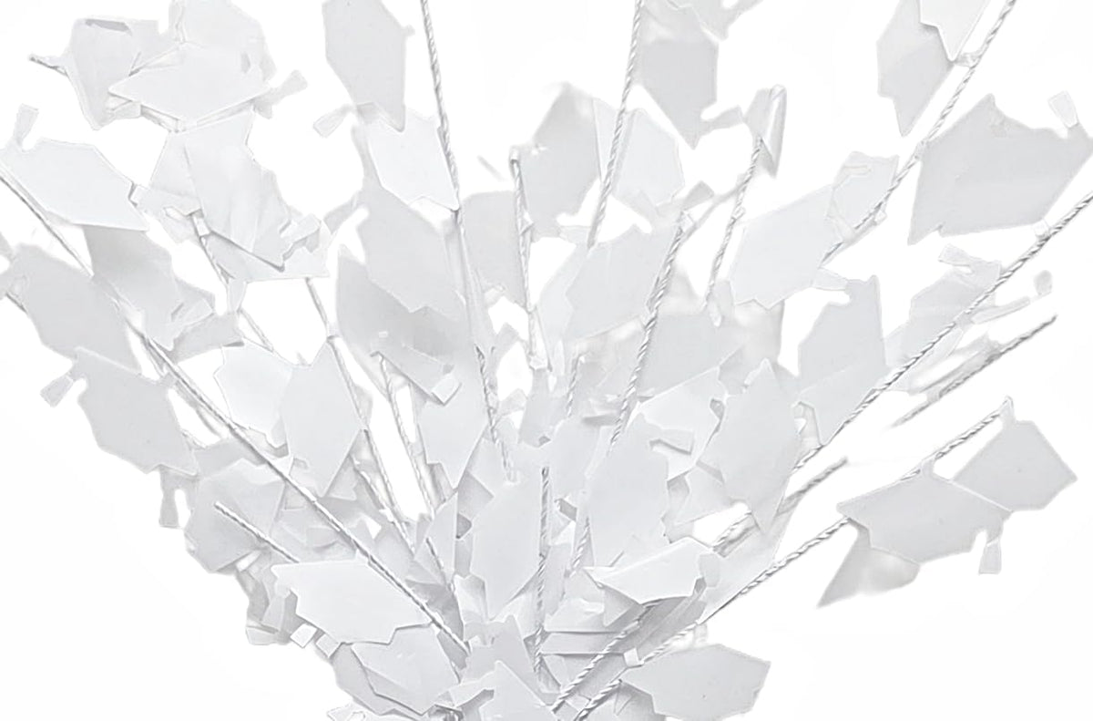 White Graduation Hats Balloon Weight Centerpiece, 2 Pieces