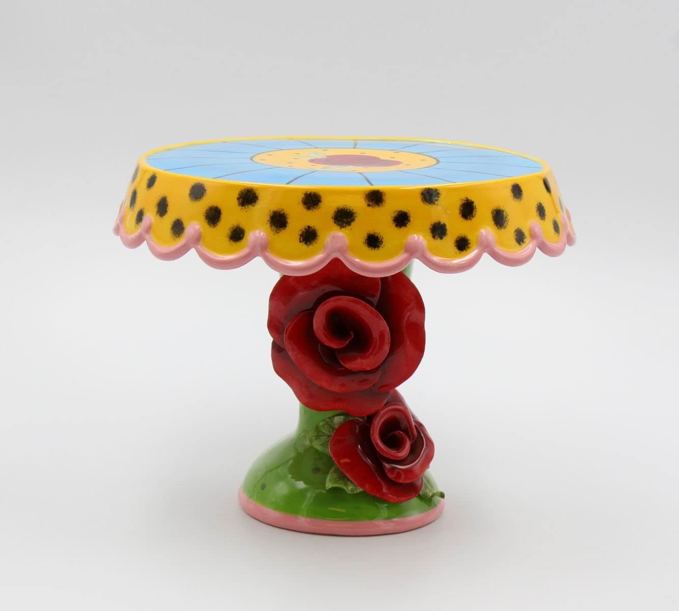 Appletree 7-1/4-Inch Sugar High Social by Babs Hand-Painted Ceramic Cake Stand Multicolor