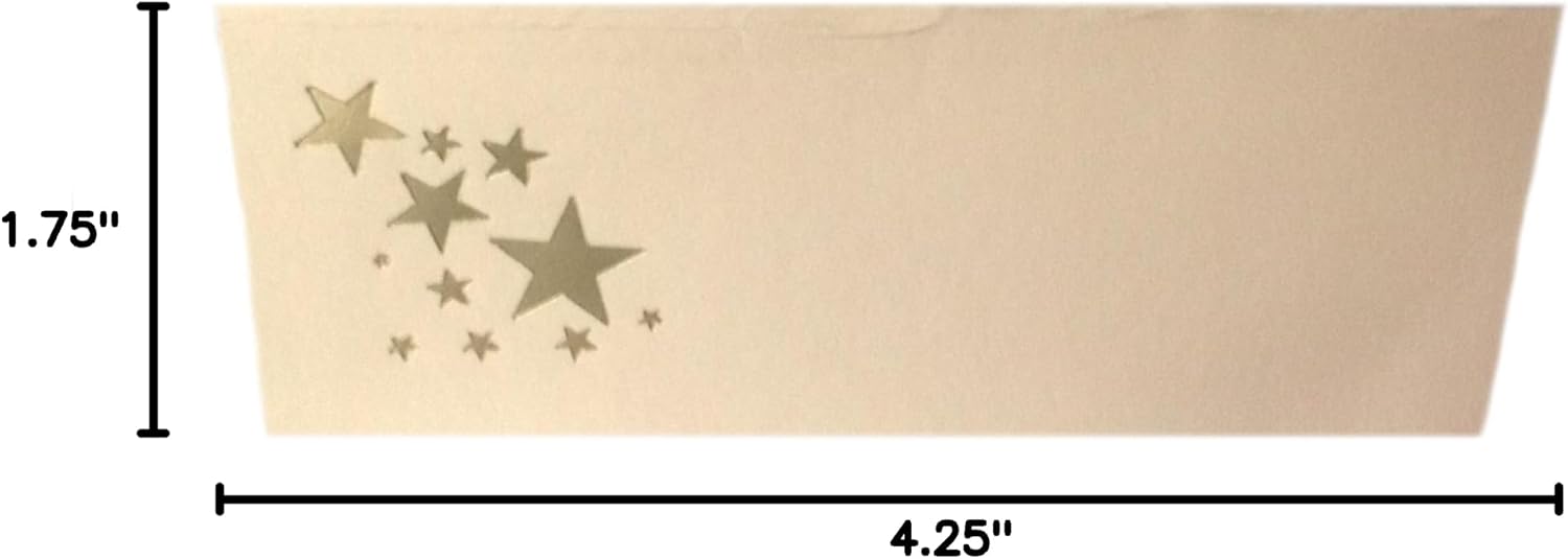 Party Favors Plus Gold Stars Tent Style Ivory Place Cards 100 Count