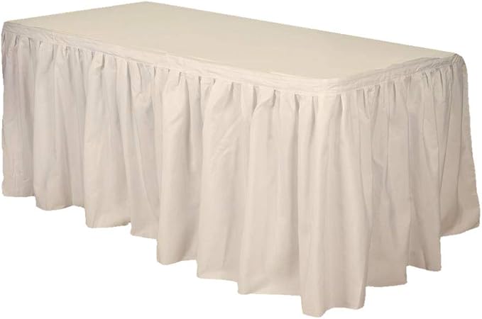 Party Favors Plus Ivory Plastic Rectangular Tablecloth with Matching Table Skirt 54x108 Inches 2 Piece Set