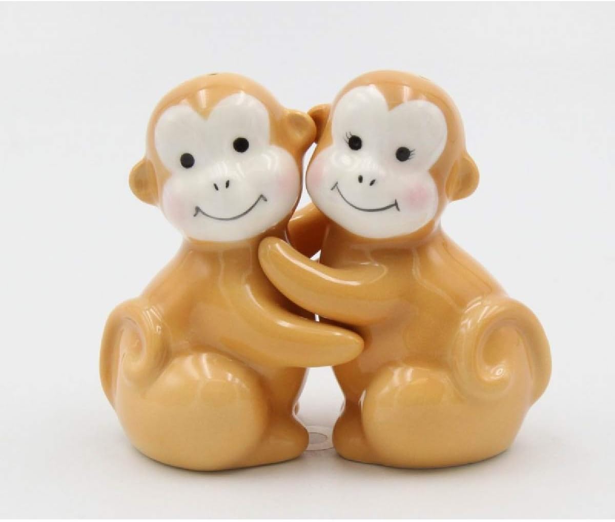 Cosmos Gifts Fine Ceramic Hugging Monkeys Salt and Pepper Shakers Set 3-1/8" H