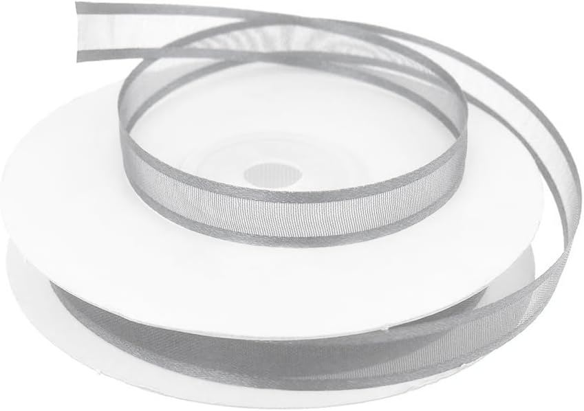 Party Favors Plus Silver Organza Satin Edge Ribbon 3/8in 50 Yards