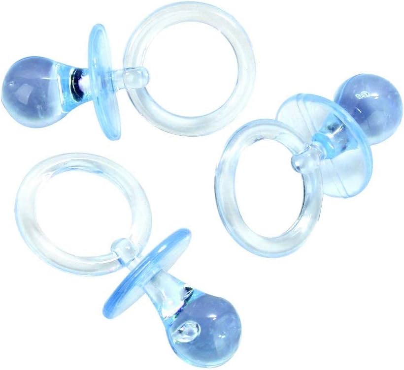Party Favors Plus Large Blue Plastic Pacifiers Baby Shower Favors 2.5 Inches 12 Count