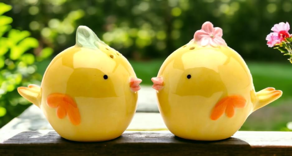 Cosmos Gifts Fine Porcelain Cute Little Yellow Chicks Birds Salt & Pepper Shakers Set 2-1/4" L