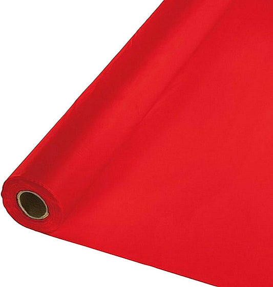 Tablemate Red Plastic Economy Banquet Roll Tablecloth 40 x 300 Ft