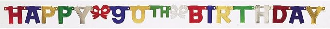 Creative Converting Happy 90th Birthday Multicolor Foil Jointed Banner 4.75' x 4.25"