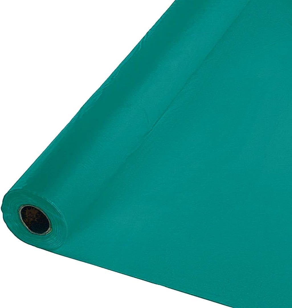 Party Favors Plus Teal Plastic Banquet Roll Tablecloth 40 X 100 Ft