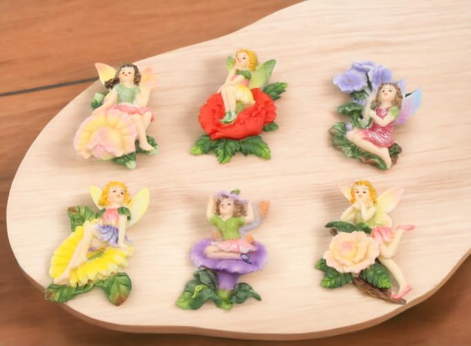 Cosmos Gifts Fine Polyresin Fairy Angel with Flowers Refrigerator Magnet Set of 6 3" 752593061097