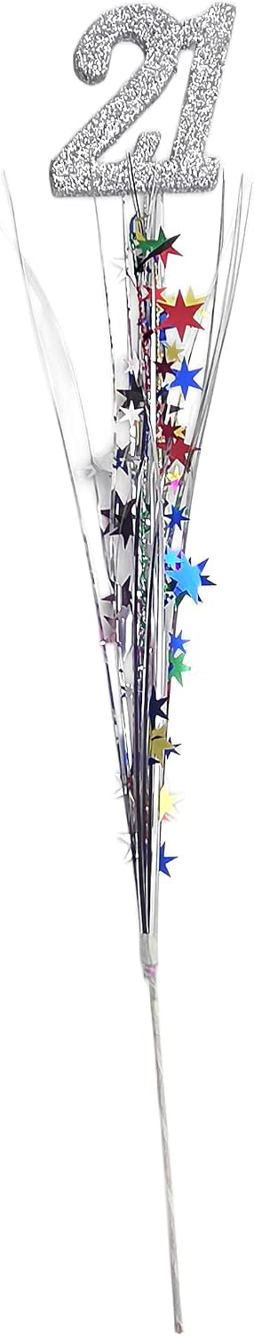 Multicolor Metallic Star Spray 21st Anniversary Decorations, 3 Pieces