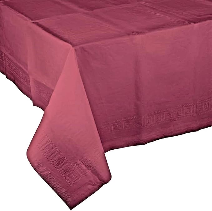 Party Favors Plus Disposable Tablecloth Burgundy 54x108 Inch 2 Pack