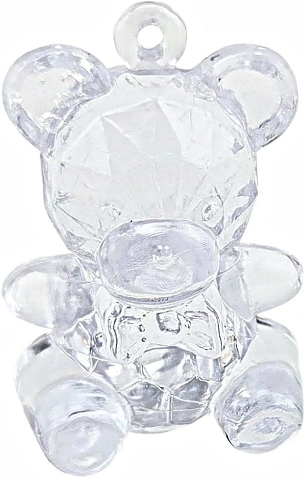 Clear Crystal Transparent Baby Shower Bear Charms, 24 Pack