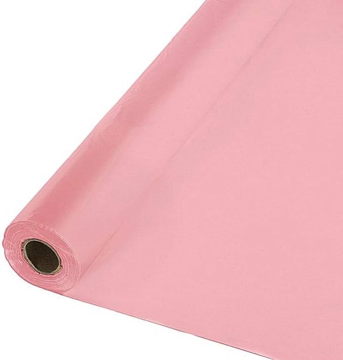 Party Favors Plus Rose Pink Plastic Banquet Table Cover Roll 40in x 300ft