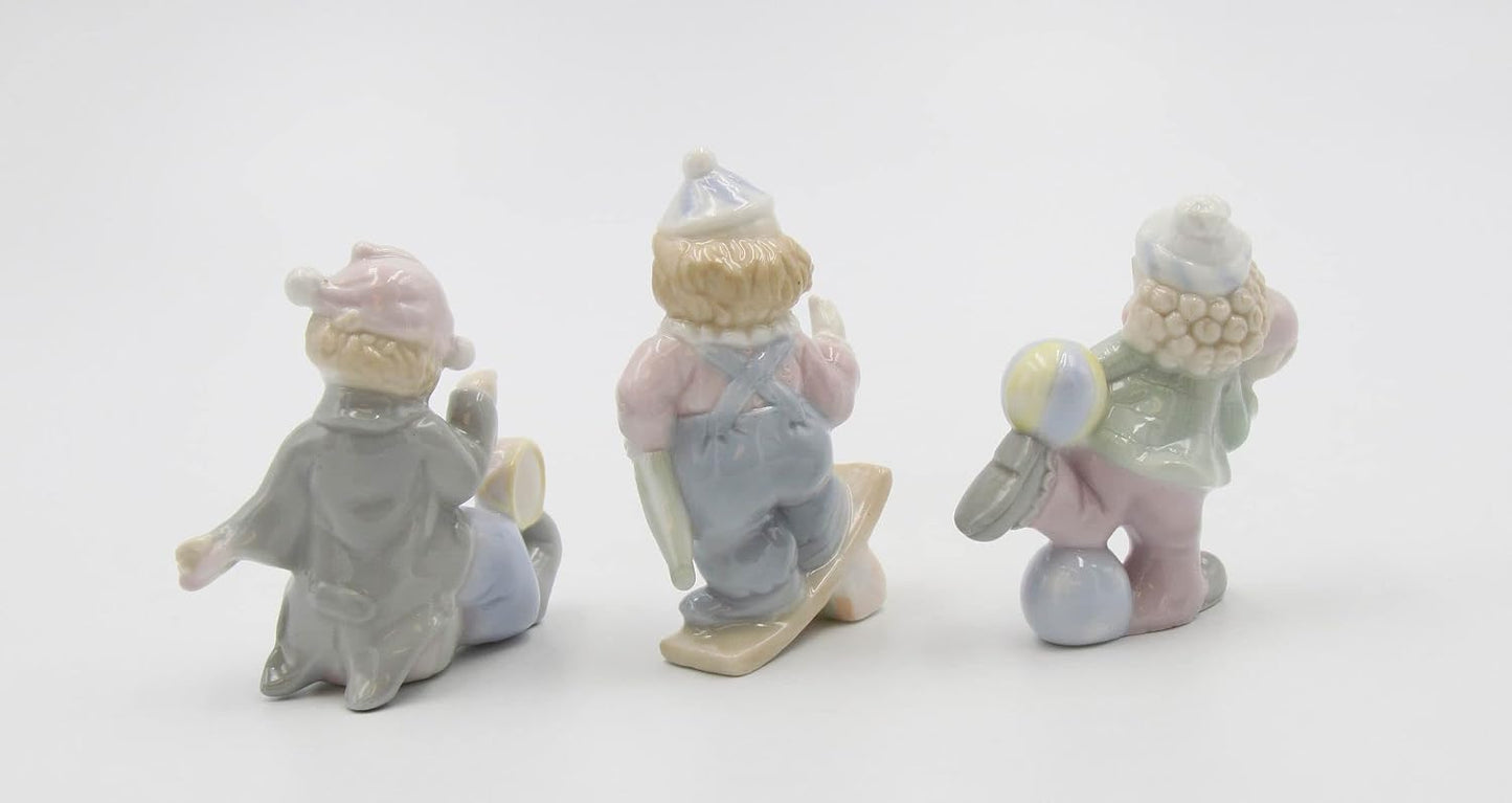 Cosmos Gifts Fine Porcelain Children Performing Clown Acts Set of 3 Figurines 3" H
