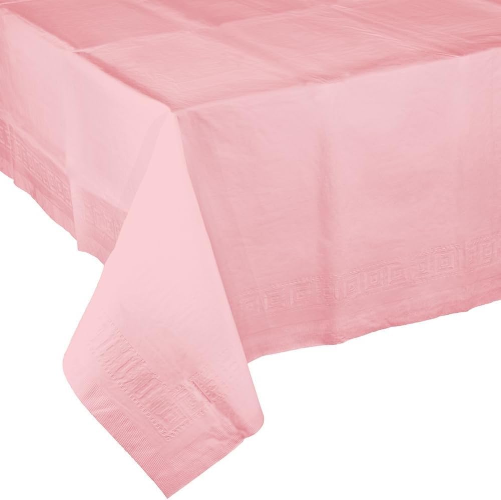 Party Favors Plus Pink Disposable Tablecloth 2-Ply Tissue Plastic Lining 54x108 Inch Pack of 2