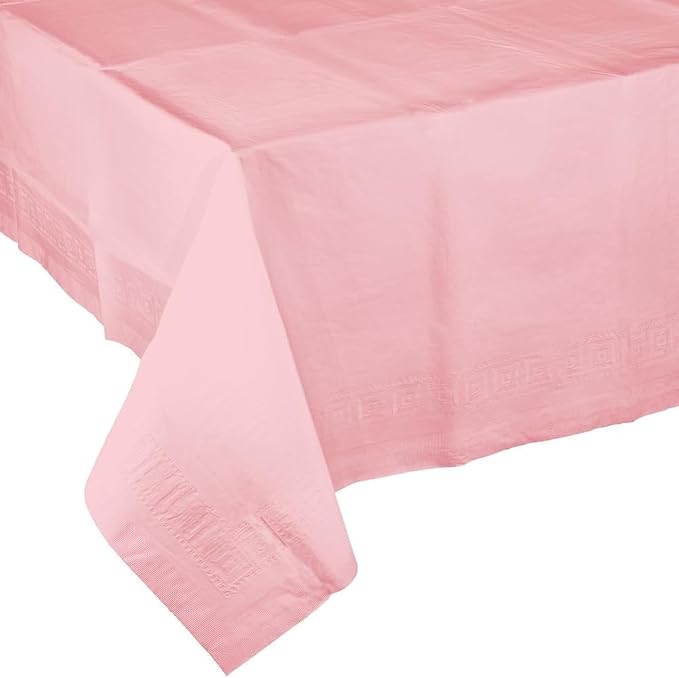 Party Favors Plus Pink Disposable Tablecloth 2-Ply Tissue Plastic Lining 54x108 Inch Pack of 2