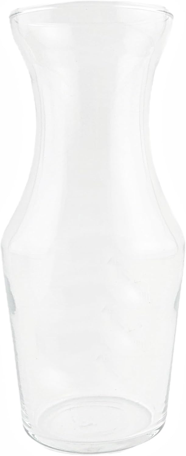 7.5 oz Clear Glass Mini Wine Carafe, Set of 4 | Hourglass Shape, Wide Mouth Opening, Flower Display, Transparent Body, Tapered Base