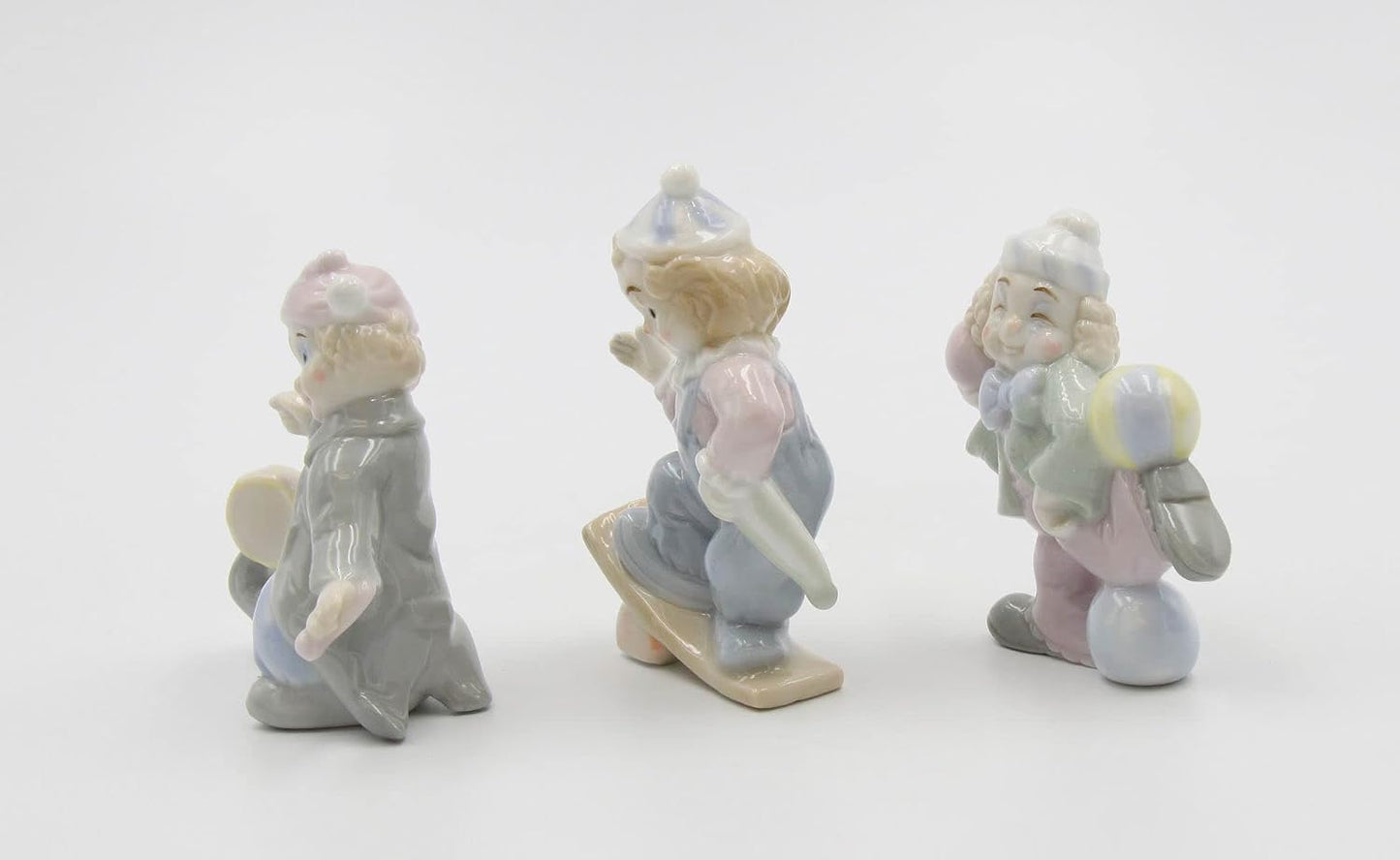 Cosmos Gifts Fine Porcelain Children Performing Clown Acts Set of 3 Figurines 3" H