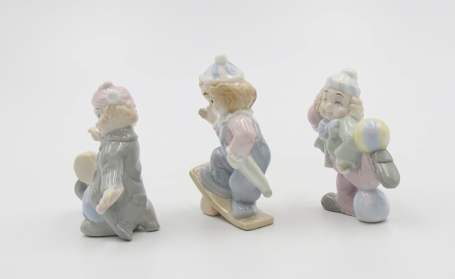 Cosmos Gifts Fine Porcelain Children Performing Clown Acts Set of 3 Figurines 3" H