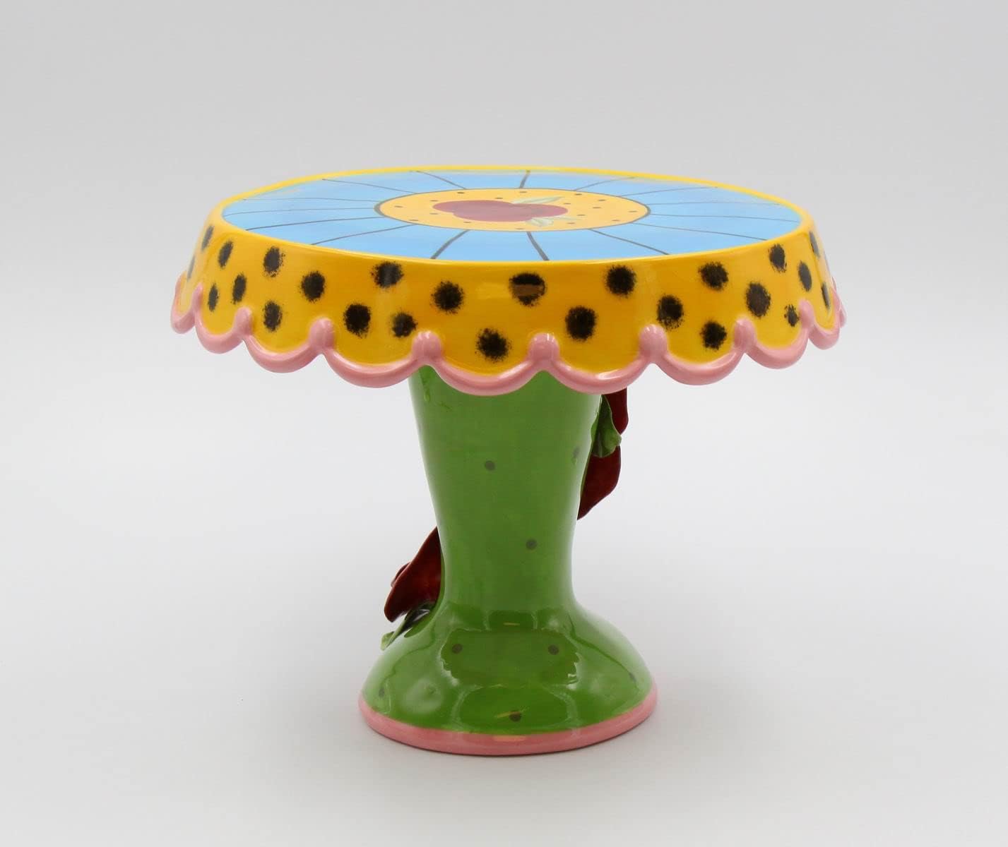 Appletree 7-1/4-Inch Sugar High Social by Babs Hand-Painted Ceramic Cake Stand Multicolor