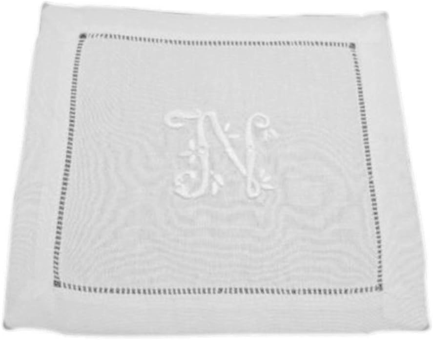 Party Favors Plus White Cotton Monogram Napkin Coaster Doily N 12 Count