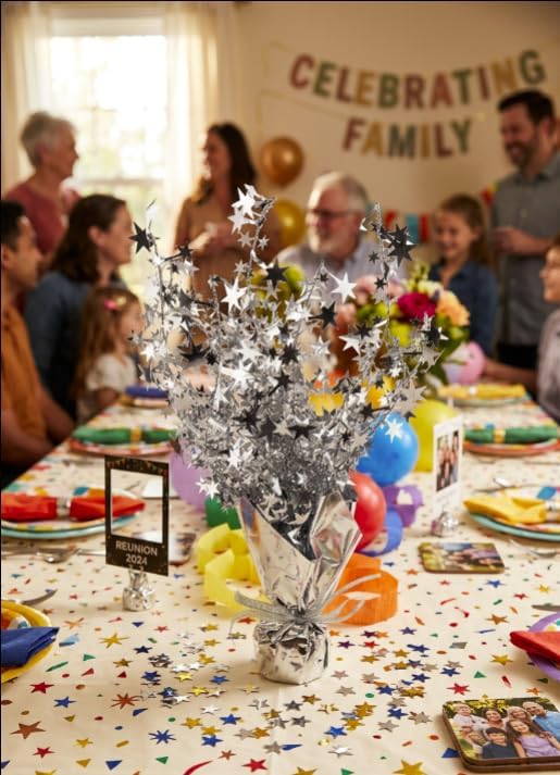 Silver Star Balloon Weight Centerpiece 15 in, 2 Pack