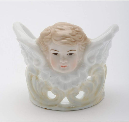 Cosmos Gifts Fine Porcelain Cherub Votive Tea Light Candle Holder 4-1/8" H