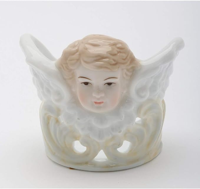 Cosmos Gifts Fine Porcelain Cherub Votive Tea Light Candle Holder 4-1/8" H