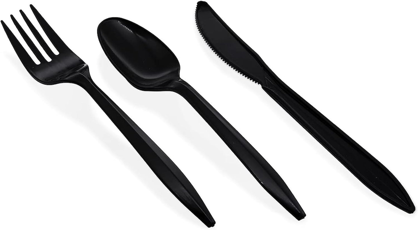 Party Favors Plus Black Plastic Cutlery Set 25 Count