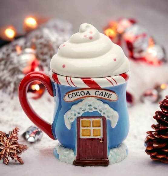 Cosmos Gifts Santa's Village Covered Ceramic Mug 10 oz 6-1/8" H