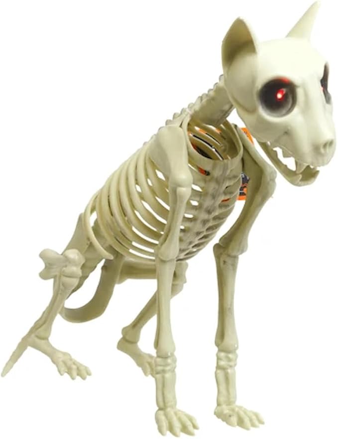 Jumbo Dog Skeleton Halloween Decoration with Light-Up Eyes 12.5 in