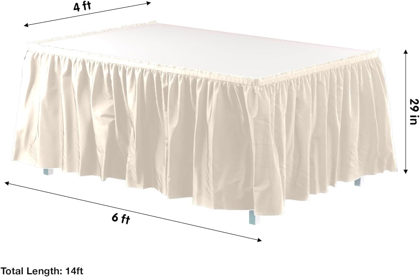 Party Favors Plus Ivory Plastic Rectangular Tablecloth with Matching Table Skirt 54x108 Inches 2 Piece Set