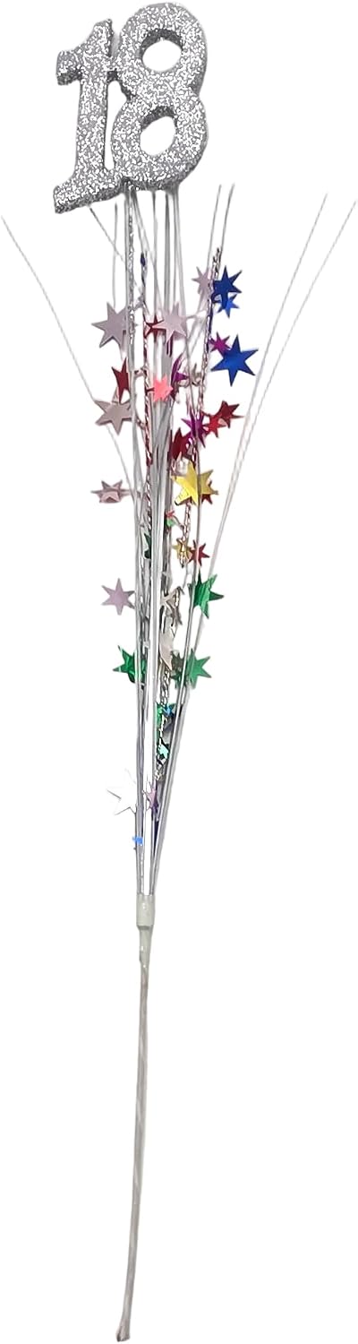 Multicolor Stars 18th Milestone Onion Grass Spray Picks, 3 Pieces