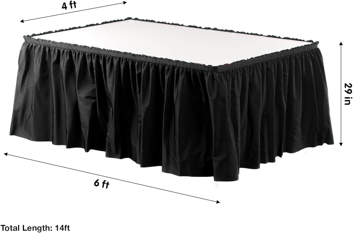 Party Favors Plus Black Plastic Tablecloth 54x108 Inch with Table Skirt 2 Piece Set