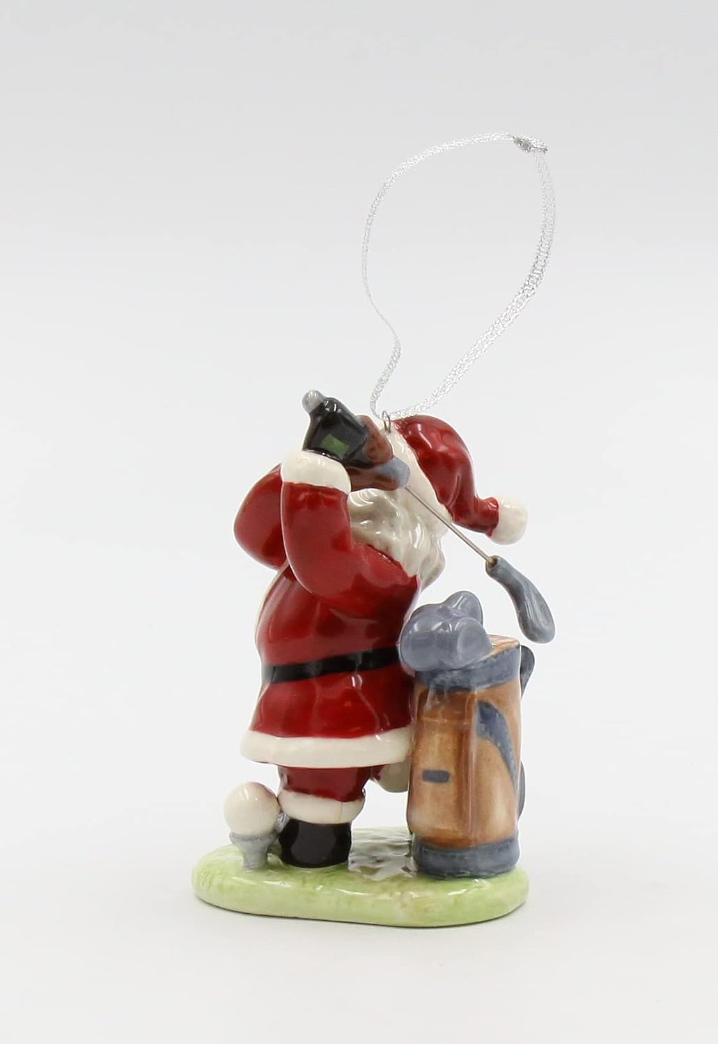 Cosmos Gifts Fine Ceramic African American Black Santa Golfing Ornament 4" H
