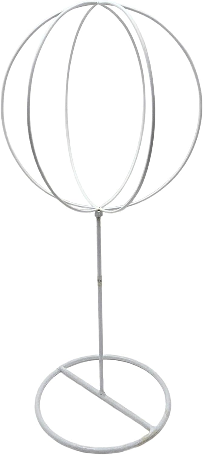 Party Favors Plus White Metal Freestanding Hat and Wig Display Stand 19 Inch 9x9 Inch Ball 2 Sets