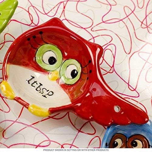 Cosmos Gifts Ceramic Owl Measuring Spoon Set 4-Piece 10910