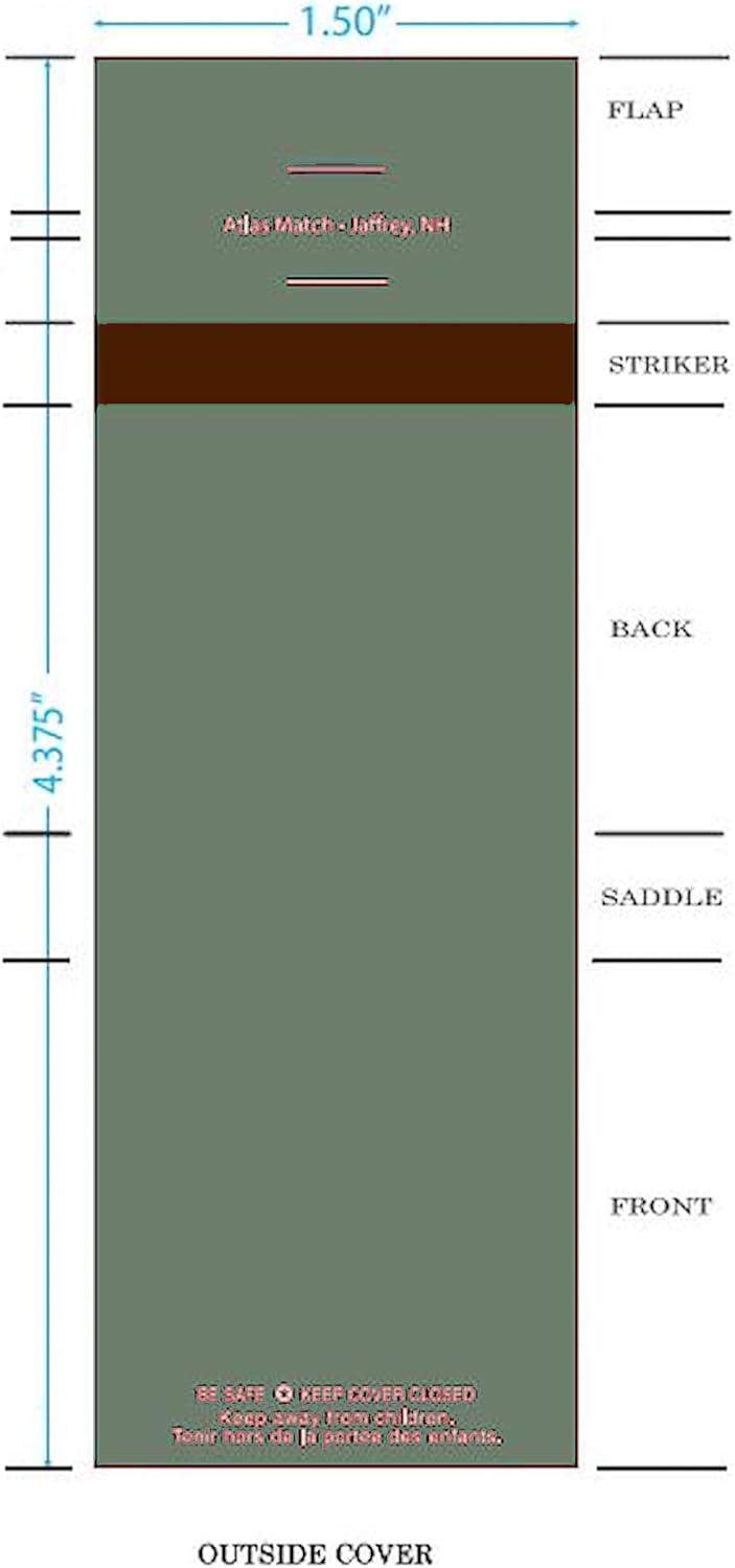Party Favors Plus Plain Dark Green Cover Matches 20 Strike Matchbooks 50-Pack