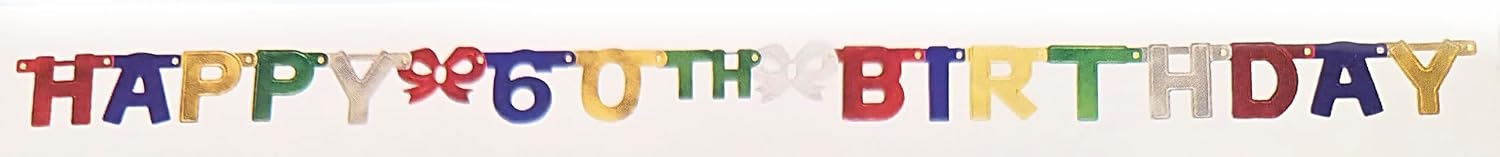 Party Favors Plus Happy 60th Birthday Jointed Banner Multicolor 6.5 Feet